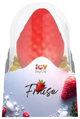 Glace ICY Trompe l'oeil saveur fraise, dessert glacé premium à l'aspect fruit rouge